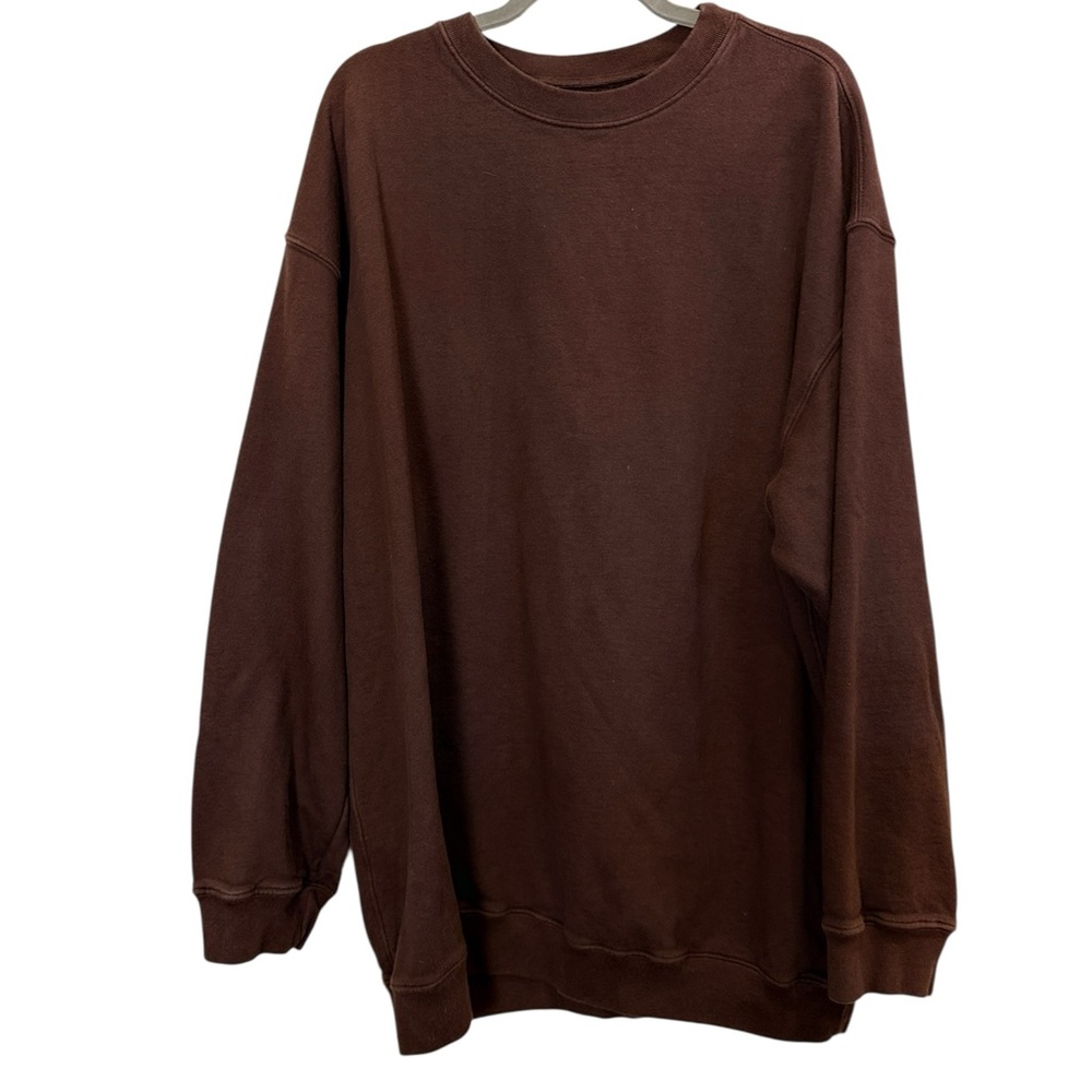 Thirty Years Oversized Chunky Cotton Chocolate Brown Fleece Sweatshirt Sz M